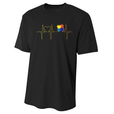 Autism Heartbeat Autism Awareness Performance Sprint T-Shirt