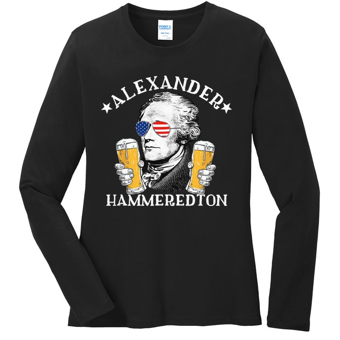 Alexander Hammeredton Alexander Hamilton Beer Drinking Party Ladies Long Sleeve Shirt