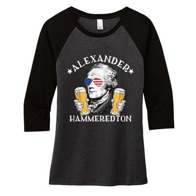 Alexander Hammeredton Alexander Hamilton Beer Drinking Party Women's Tri-Blend 3/4-Sleeve Raglan Shirt