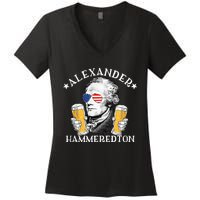 Alexander Hammeredton Alexander Hamilton Beer Drinking Party Women's V-Neck T-Shirt