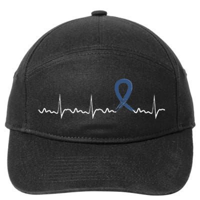 ALS Heartbeat ALS Blue Ribbon Awareness 7-Panel Snapback Hat