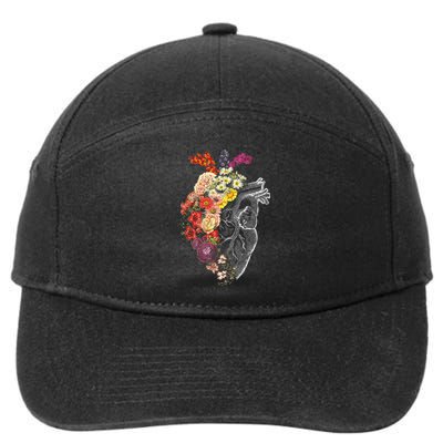 Anatomical Heart And Flowers Funny Nurse Gift For Graduation 7-Panel Snapback Hat