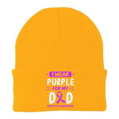 Autoimmune Hepatitis Awareness Dad Purple Ribbon Papa Father Knit Cap Winter Beanie