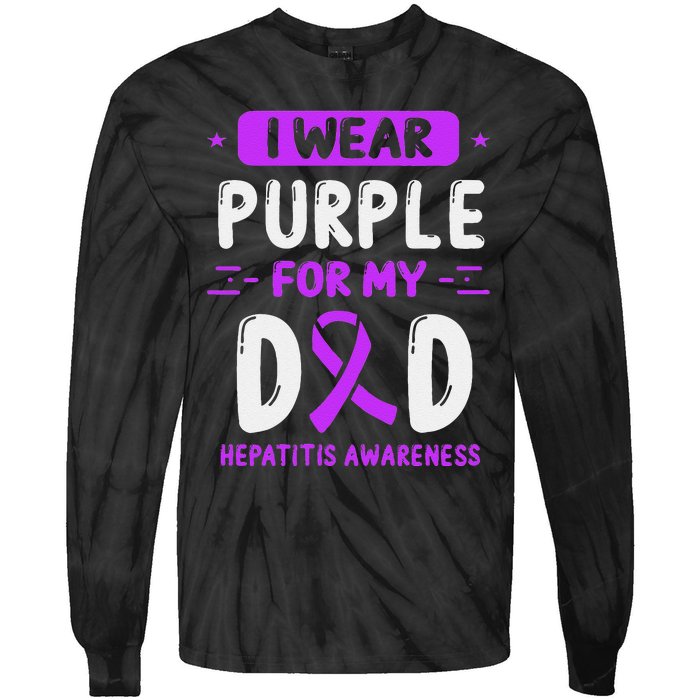 Autoimmune Hepatitis Awareness Dad Purple Ribbon Papa Father Tie-Dye Long Sleeve Shirt