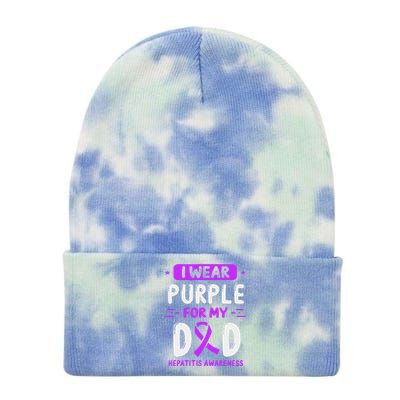 Autoimmune Hepatitis Awareness Dad Purple Ribbon Papa Father Tie Dye 12in Knit Beanie