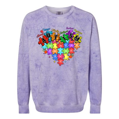 Autism Heart Autism Awareness Month Advocate Colorblast Crewneck Sweatshirt