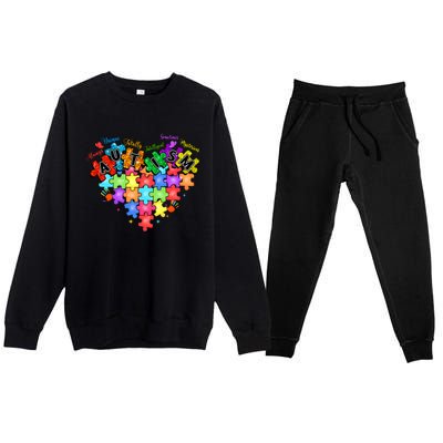 Autism Heart Autism Awareness Month Advocate Premium Crewneck Sweatsuit Set