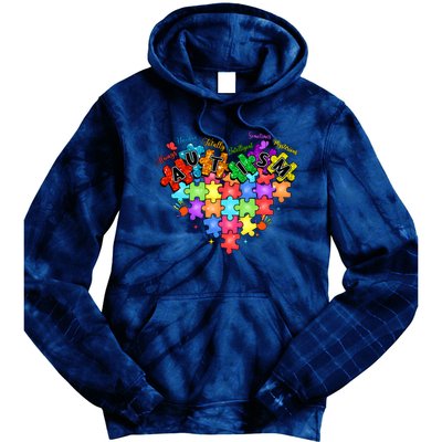 Autism Heart Autism Awareness Month Advocate Tie Dye Hoodie