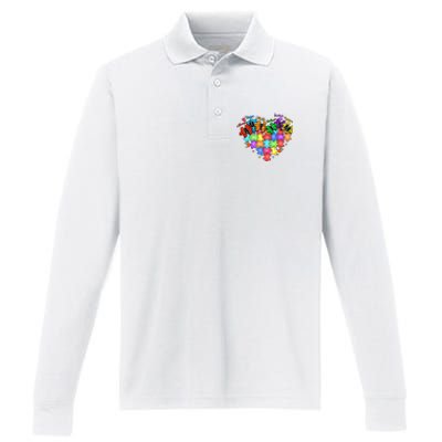 Autism Heart Autism Awareness Month Advocate Performance Long Sleeve Polo