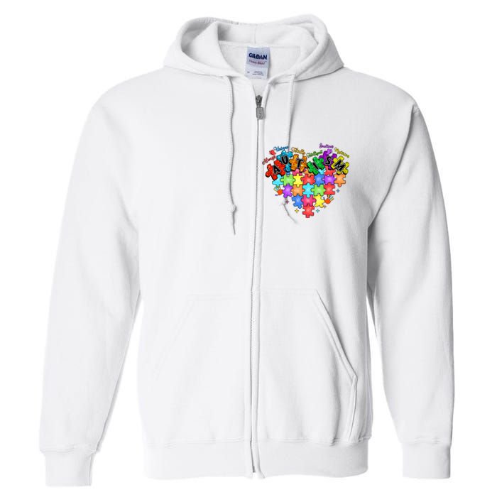 Autism Heart Autism Awareness Month Advocate Full Zip Hoodie