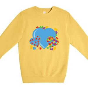 Autism Hearts Autism Awareness Puzzle Gift Premium Crewneck Sweatshirt