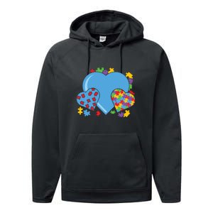 Autism Hearts Autism Awareness Puzzle Gift Performance Fleece Hoodie