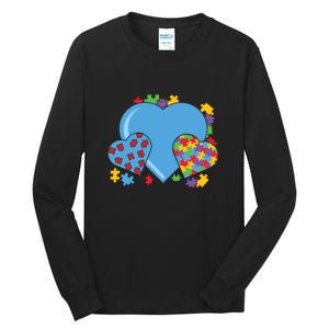 Autism Hearts Autism Awareness Puzzle Gift Tall Long Sleeve T-Shirt