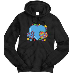 Autism Hearts Autism Awareness Puzzle Gift Tie Dye Hoodie