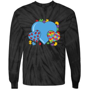 Autism Hearts Autism Awareness Puzzle Gift Tie-Dye Long Sleeve Shirt