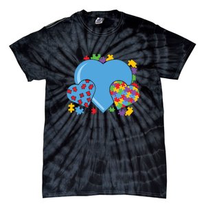 Autism Hearts Autism Awareness Puzzle Gift Tie-Dye T-Shirt