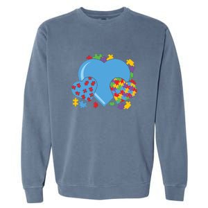 Autism Hearts Autism Awareness Puzzle Gift Garment-Dyed Sweatshirt