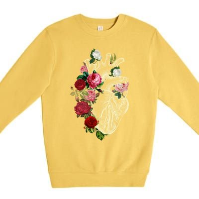 Anatomical Heart And Flowers Show Your Love Gift Premium Crewneck Sweatshirt