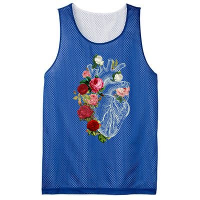 Anatomical Heart And Flowers Show Your Love Gift Mesh Reversible Basketball Jersey Tank