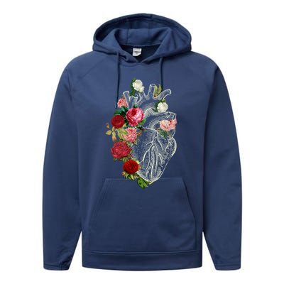 Anatomical Heart And Flowers Show Your Love Gift Performance Fleece Hoodie