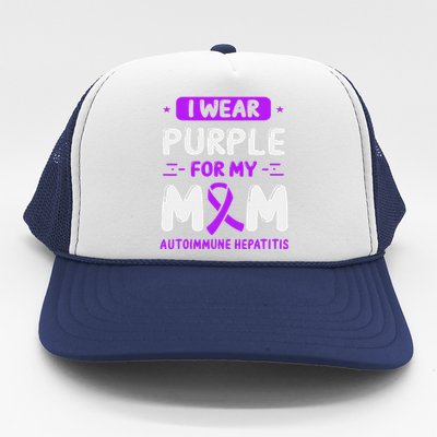 Autoimmune Hepatitis Awareness Mom Purple Ribbon Mama Mother Trucker Hat