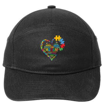 Autism Heart Autism Awareness For Autism Mom  7-Panel Snapback Hat