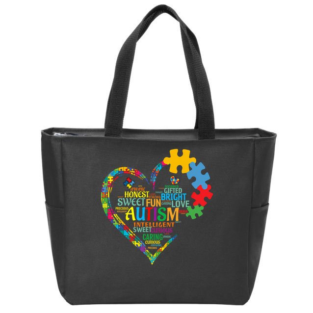 Autism Heart Autism Awareness For Autism Mom  Zip Tote Bag