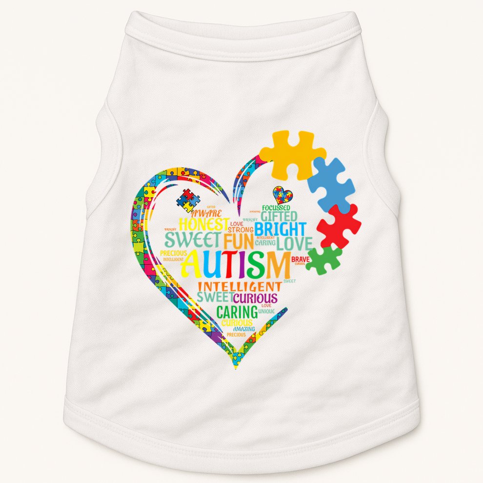 Autism Heart Autism Awareness For Autism Mom  Doggie Tank