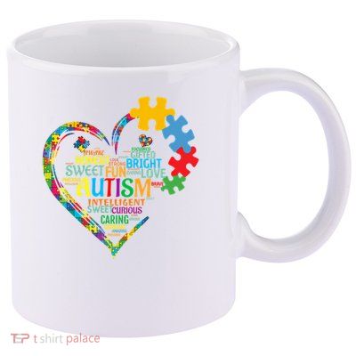 Autism Heart Autism Awareness For Autism Mom  11oz C Handle Ceramic Mug