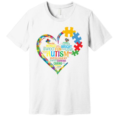 Autism Heart Autism Awareness For Autism Mom  Premium T-Shirt