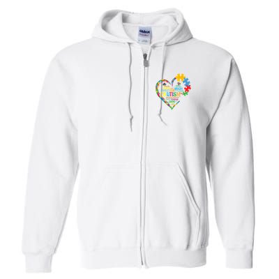 Autism Heart Autism Awareness For Autism Mom  Full Zip Hoodie