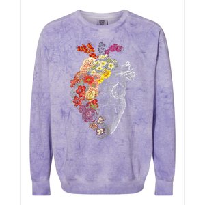 Anatomical Heart And Flowers Funny Nurse Gift For Graduation Colorblast Crewneck Sweatshirt