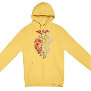 Anatomical Heart And Flowers Funny Nurse Gift For Graduation Premium Pullover Hoodie