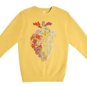 Anatomical Heart And Flowers Funny Nurse Gift For Graduation Premium Crewneck Sweatshirt