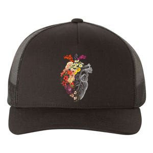 Anatomical Heart And Flowers Funny Nurse Gift For Graduation Yupoong Adult 5-Panel Trucker Hat