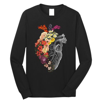 Anatomical Heart And Flowers Funny Nurse Gift For Graduation Long Sleeve Shirt