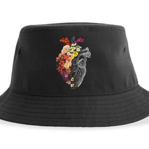 Anatomical Heart And Flowers Funny Nurse Gift For Graduation Sustainable Bucket Hat