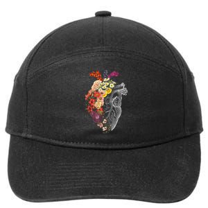 Anatomical Heart And Flowers Funny Nurse Gift For Graduation 7-Panel Snapback Hat