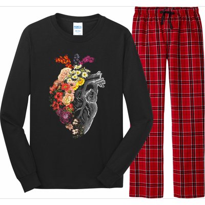 Anatomical Heart And Flowers Funny Nurse Gift For Graduation Long Sleeve Pajama Set