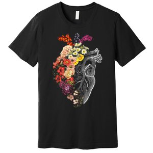 Anatomical Heart And Flowers Funny Nurse Gift For Graduation Premium T-Shirt