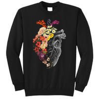 Anatomical Heart And Flowers Funny Nurse Gift For Graduation Tall Sweatshirt