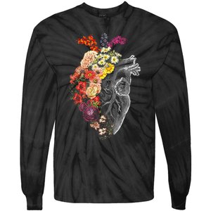 Anatomical Heart And Flowers Funny Nurse Gift For Graduation Tie-Dye Long Sleeve Shirt