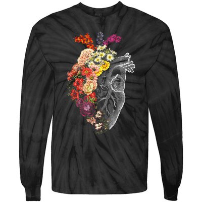 Anatomical Heart And Flowers Funny Nurse Gift For Graduation Tie-Dye Long Sleeve Shirt