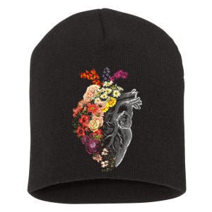 Anatomical Heart And Flowers Funny Nurse Gift For Graduation Short Acrylic Beanie