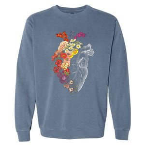 Anatomical Heart And Flowers Funny Nurse Gift For Graduation Garment-Dyed Sweatshirt