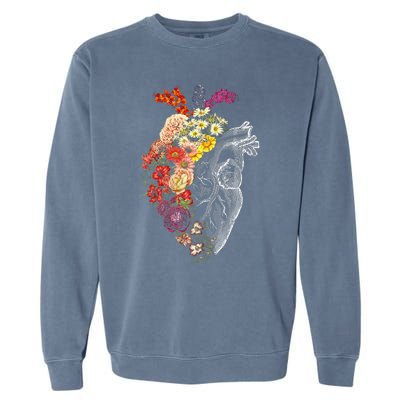 Anatomical Heart And Flowers Funny Nurse Gift For Graduation Garment-Dyed Sweatshirt