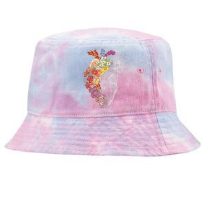 Anatomical Heart And Flowers Funny Nurse Gift For Graduation Tie-Dyed Bucket Hat