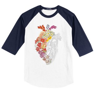 Anatomical Heart And Flowers Funny Nurse Gift For Graduation Baseball Sleeve Shirt