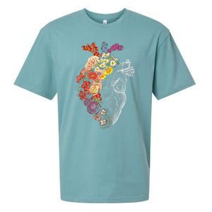 Anatomical Heart And Flowers Funny Nurse Gift For Graduation Sueded Cloud Jersey T-Shirt