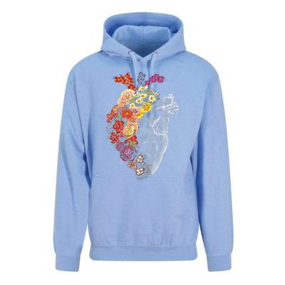 Anatomical Heart And Flowers Funny Nurse Gift For Graduation Unisex Surf Hoodie